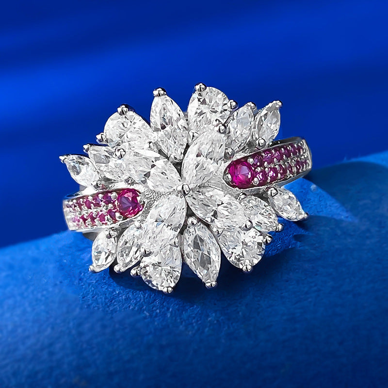 S925 925 Silver Rainbow Bridge Brocade Ring for, Luxury High Carbon Stone Personality Fashion Exquisite Jewelry Anniversary Birthday Valentine's Day Christmas Gift, for Teenager