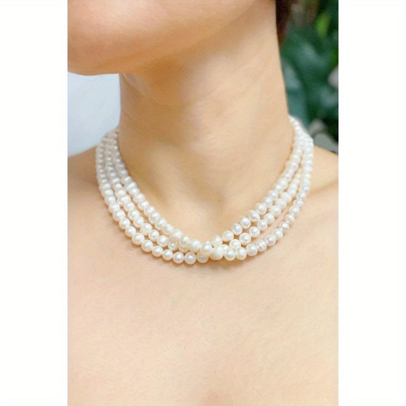 Three Strands Freshwater Necklace - 15\