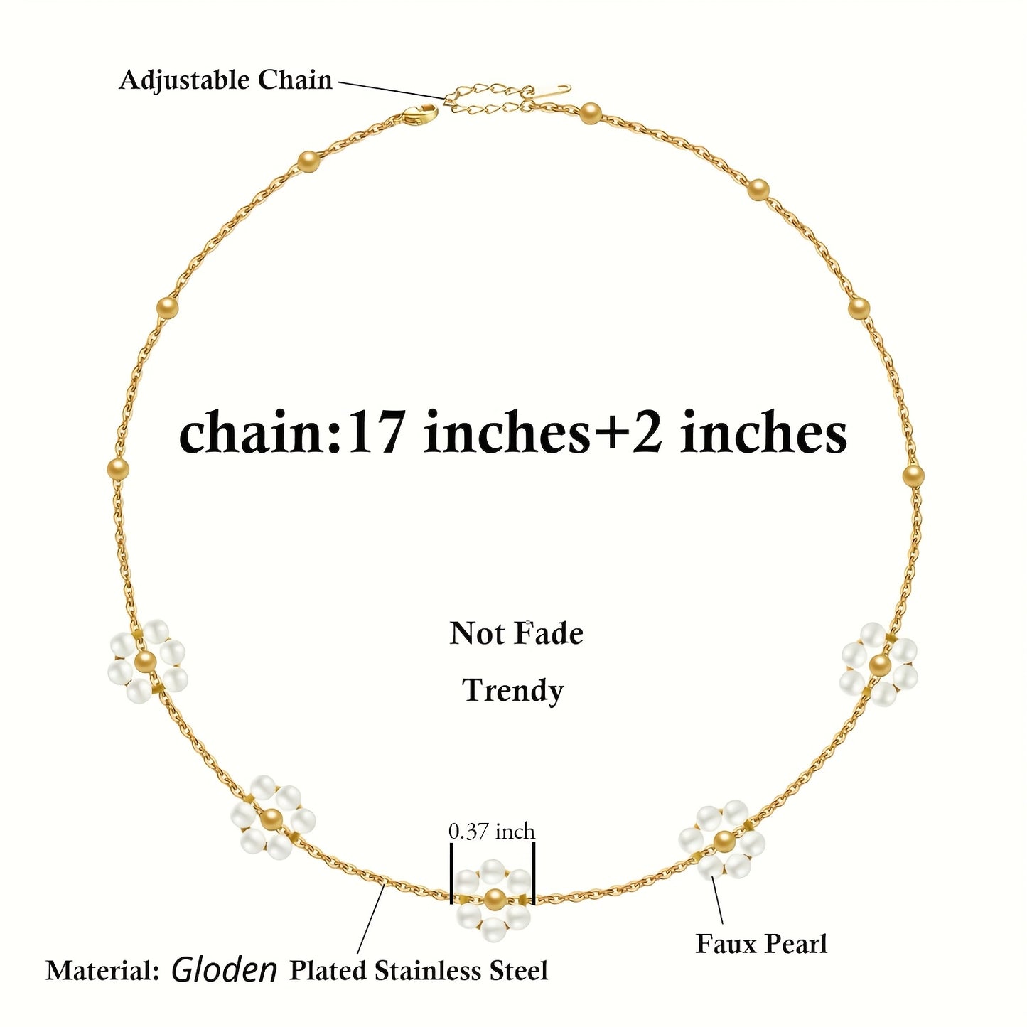Daisy Necklace, Dainty Choker Necklace for Women as Flower Necklace Gift, Golden Plated Stainless Steel Golden Plated Necklaces as Birthday Gifts for Her Daisy Costume Gift