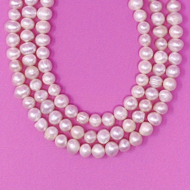 Three Strands Freshwater Necklace - 15\