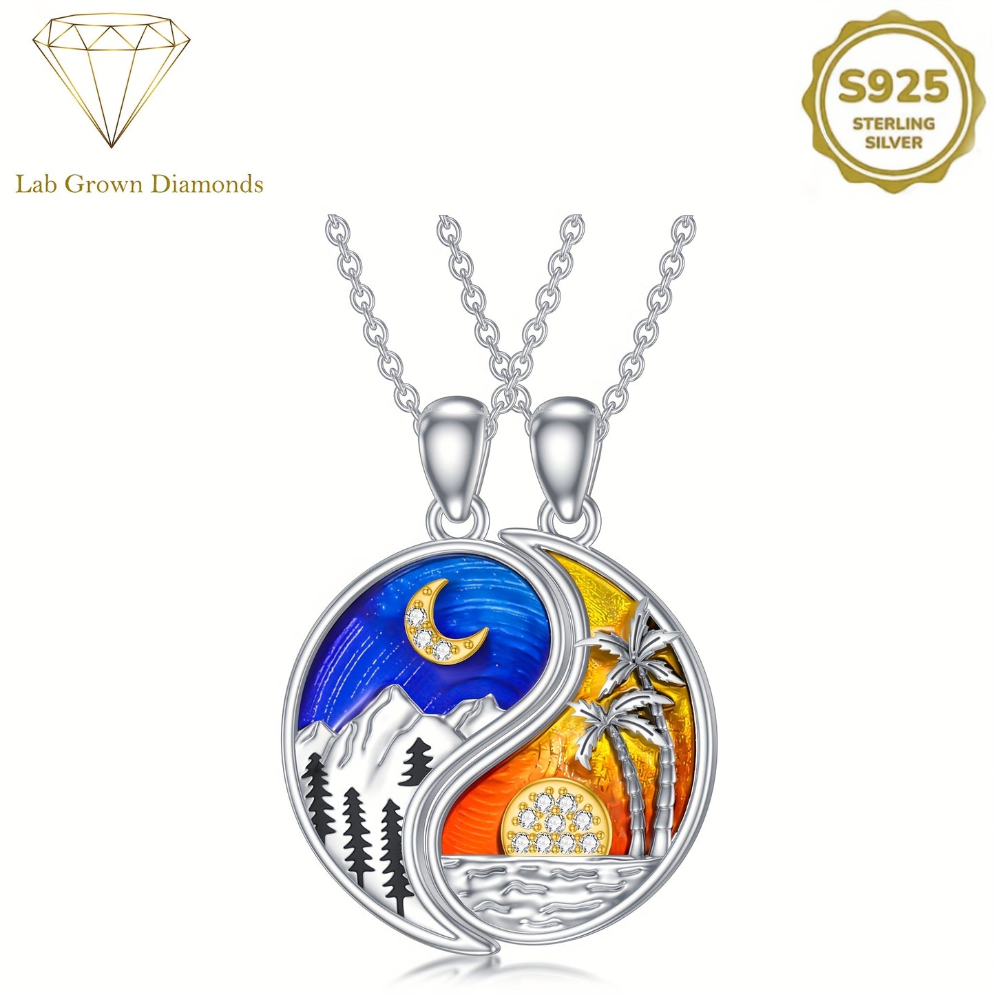 Yin Yang Necklace Sterling Silver Yin Yang Ancient Pendant Necklace Jewelry Gifts for Couple Women Wife