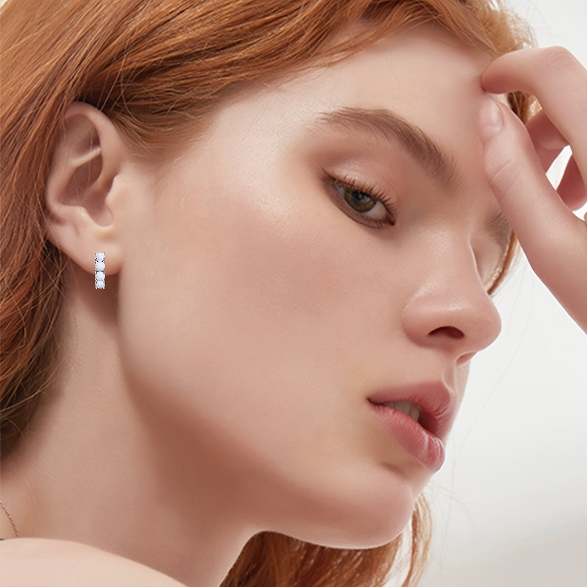 925 Sterling Silver Synthetic White Opal Earrings For Women Small Hoop Earrings Synthetic White Opal Jewelry For Women Anniversary Birthday Mother'S Day Gifts For Women Wife Mom Daughter