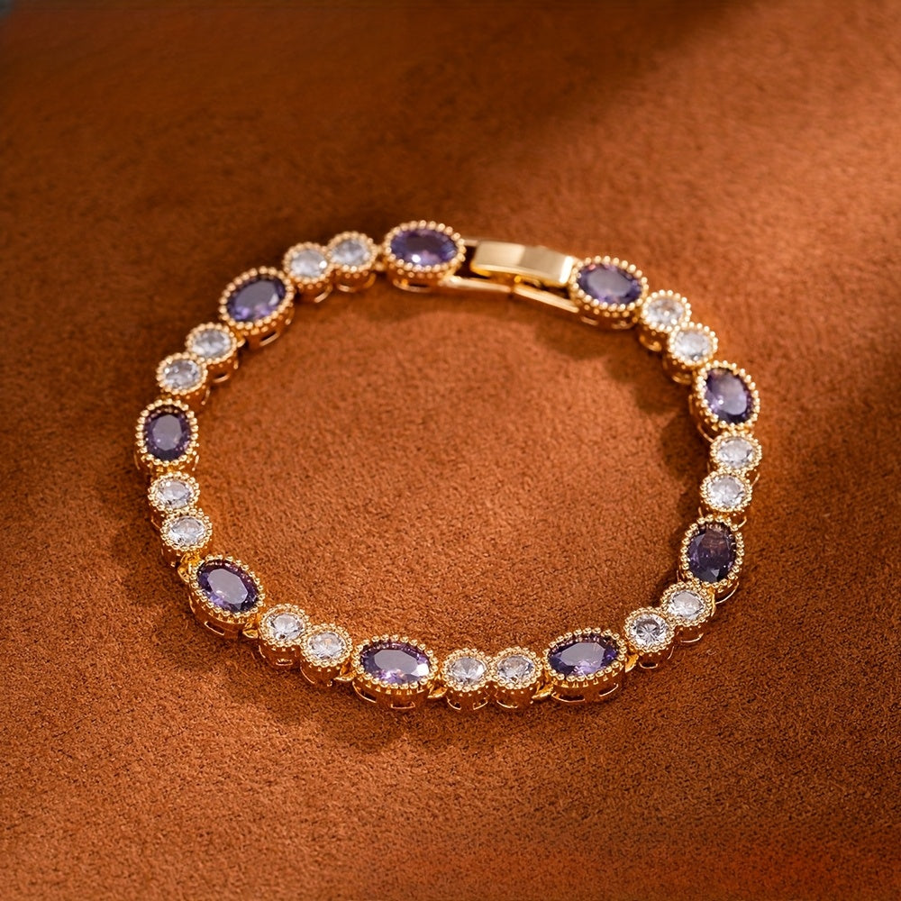 Gorgeous Oval Bracelet, Women'S Bracelet Inlaid with 5A Grade Zirconia.