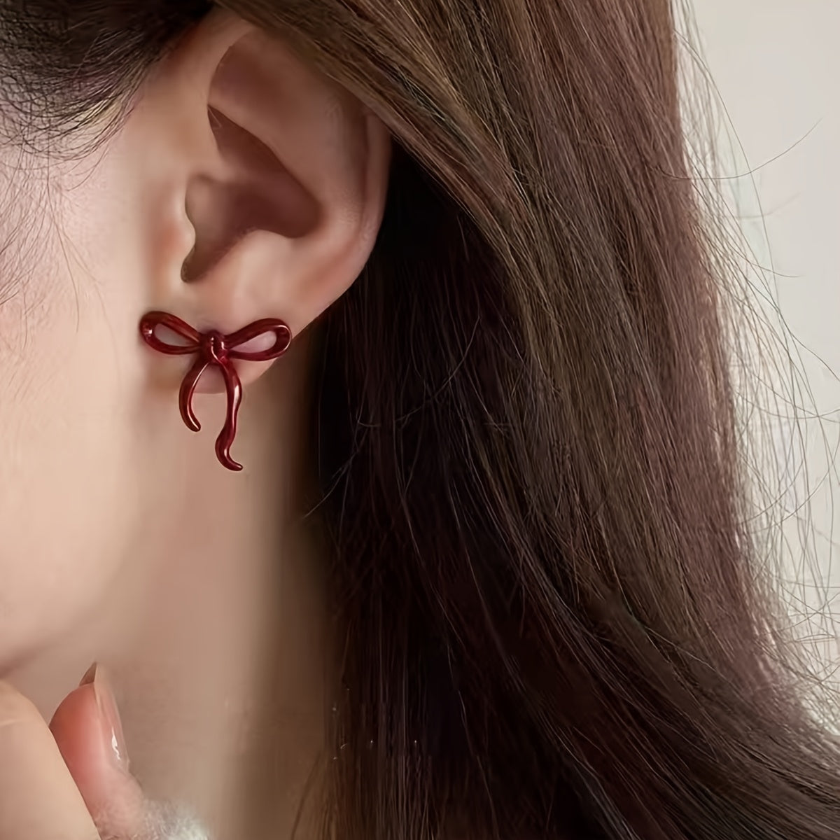 2 Pair of Elegant Hong Kong Style Red Bow Earrings for Women, Trendy High-End Earrings, Niche Design Earrings, High-End And Elegant