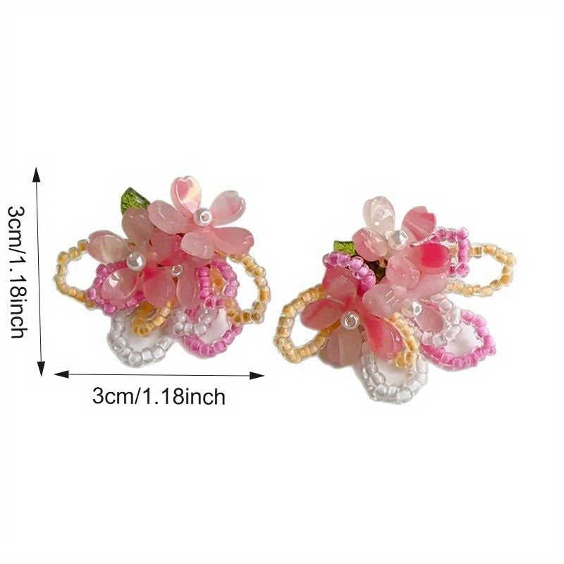 1 Pair of Forest-Themed And Delicate Flower Earrings, Sweet And High-End Versatile Earrings, Cute And Girlish Earrings