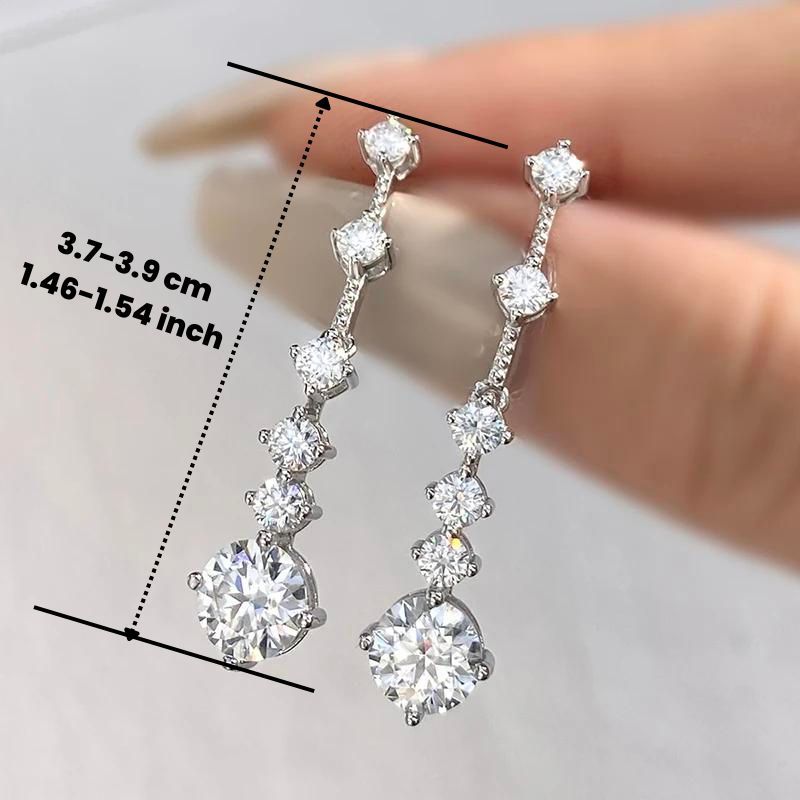 2pcs*3ct Moissanite Long Tassel Drop Earrings for Women 925 Sterling Silvery High Quality Wedding Jewelry