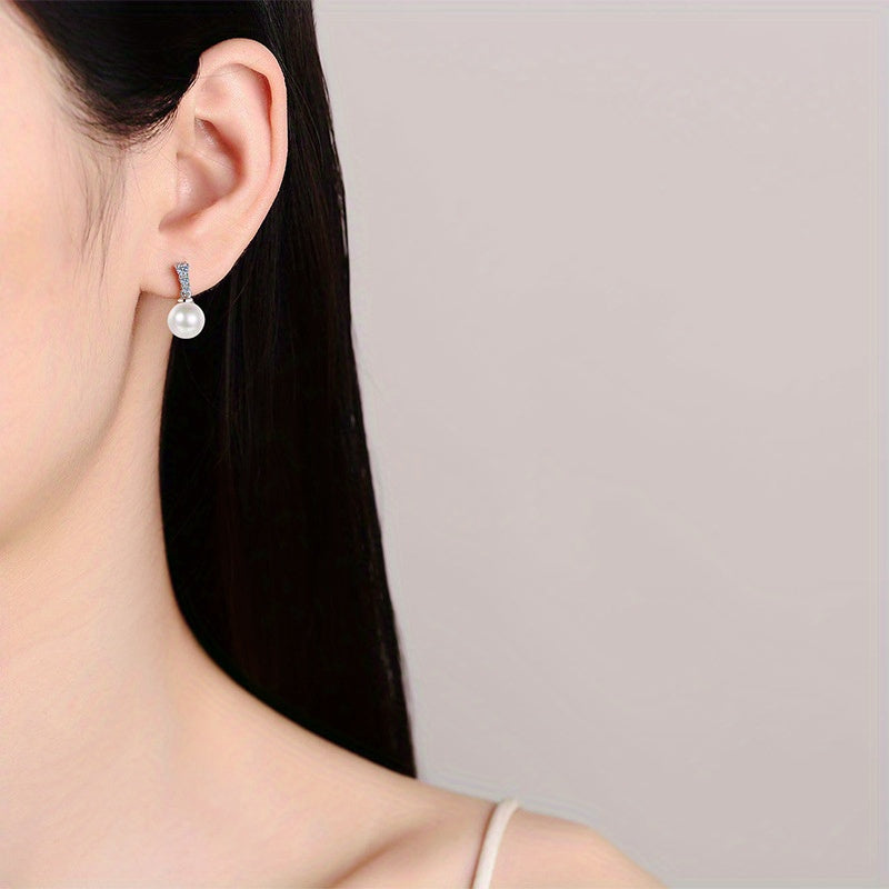1Pair 0.46ct 2.8g Natural Freshwater Pearl Hoop Earrings for Women, Birthday Anniversary Gift
