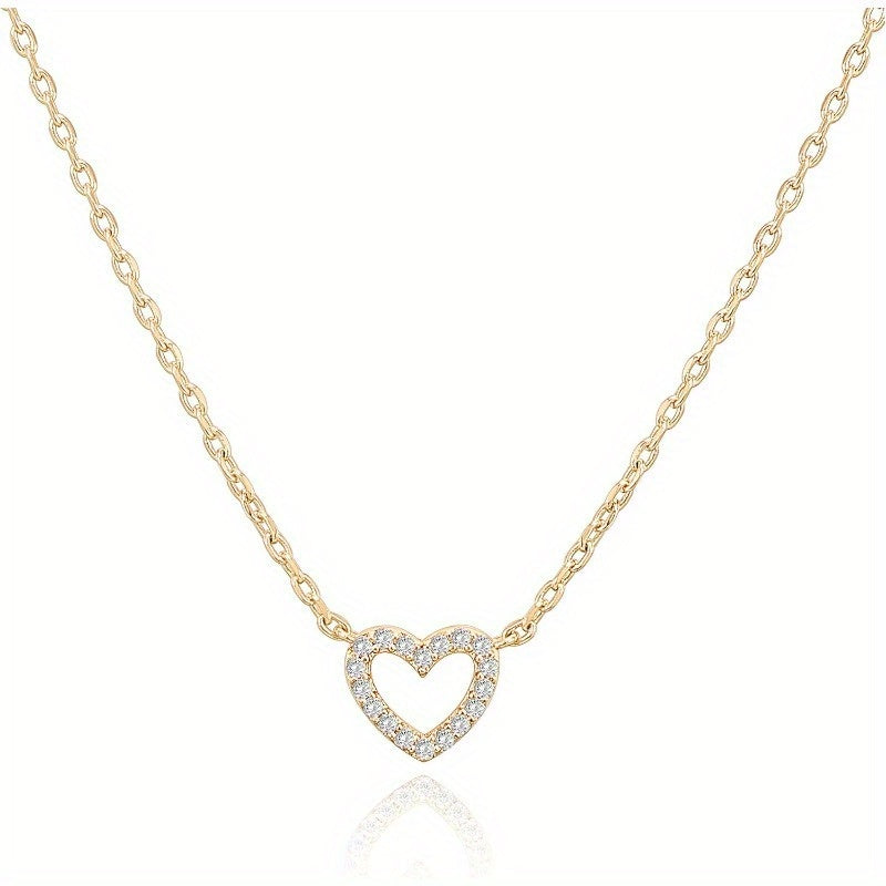 Delicate heart love pendant necklace Cubic zirconia heart necklace | Lovely delicate female love pendant necklace