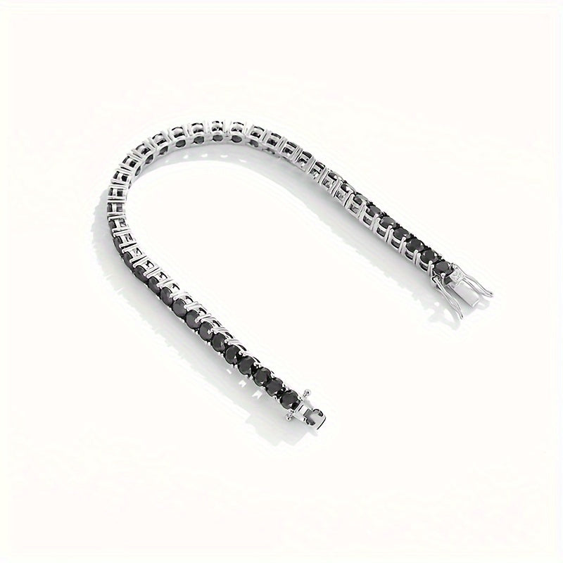 1pc 0.5ct Black Moissanite Decor Tennis Bracelet, Classic Exquisite Cool Jewelry, Ideal Choice for Gifts