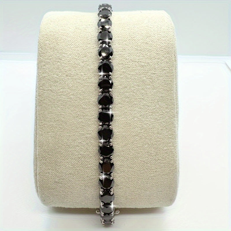 1pc 0.5ct Black Moissanite Decor Tennis Bracelet, Classic Exquisite Cool Jewelry, Ideal Choice for Gifts