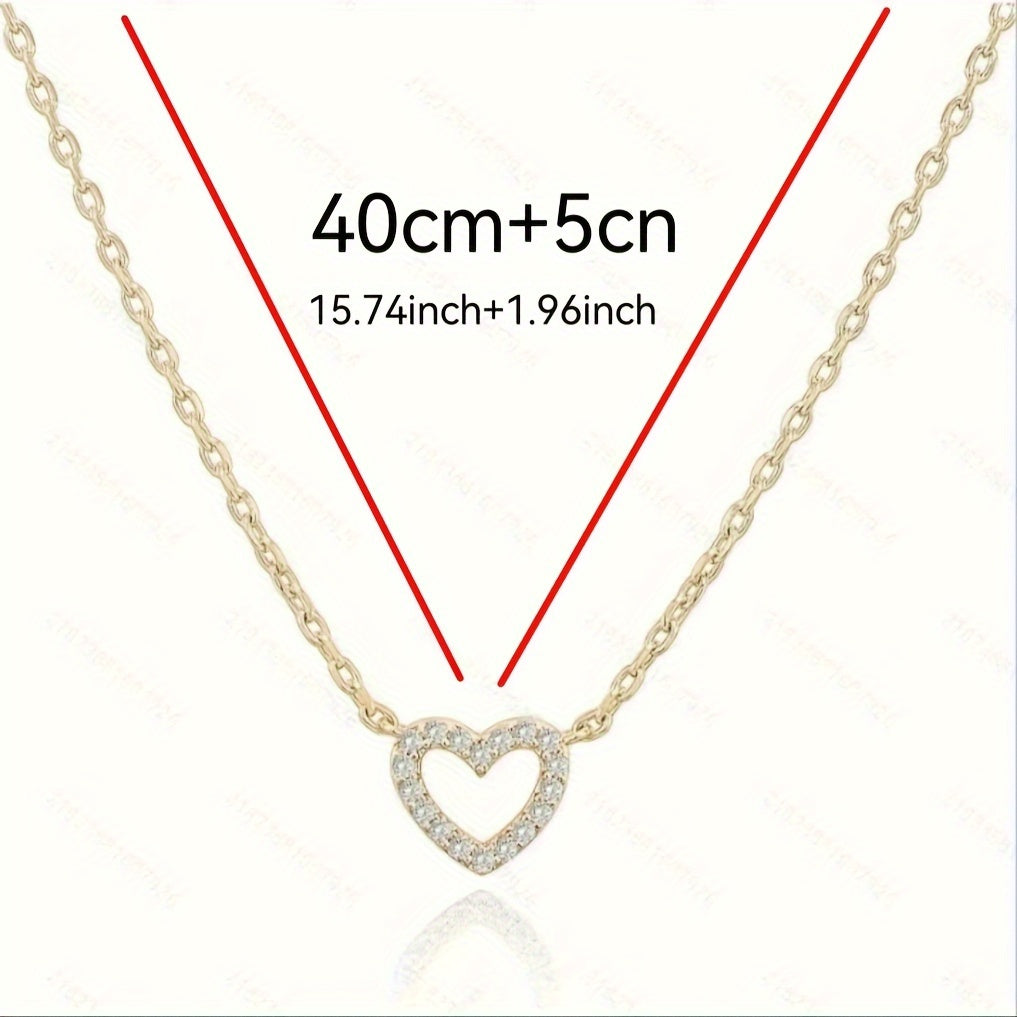 Delicate heart love pendant necklace Cubic zirconia heart necklace | Lovely delicate female love pendant necklace