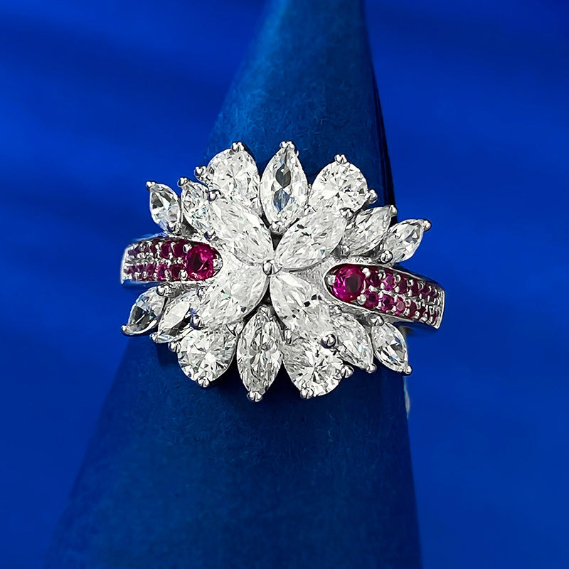 S925 925 Silver Rainbow Bridge Brocade Ring for, Luxury High Carbon Stone Personality Fashion Exquisite Jewelry Anniversary Birthday Valentine's Day Christmas Gift, for Teenager