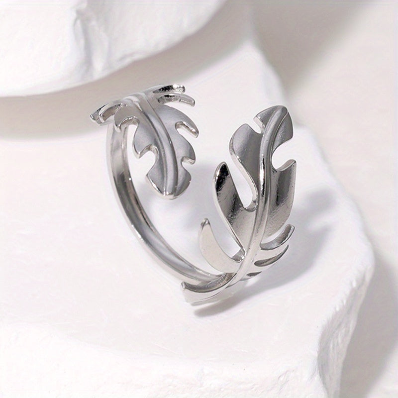 1pc Retro Simple Leaf shaped Open Ring, Women's Fashionable and Elegant Leaf Adjustable Ring, Ring Jewelry, Daily Wear