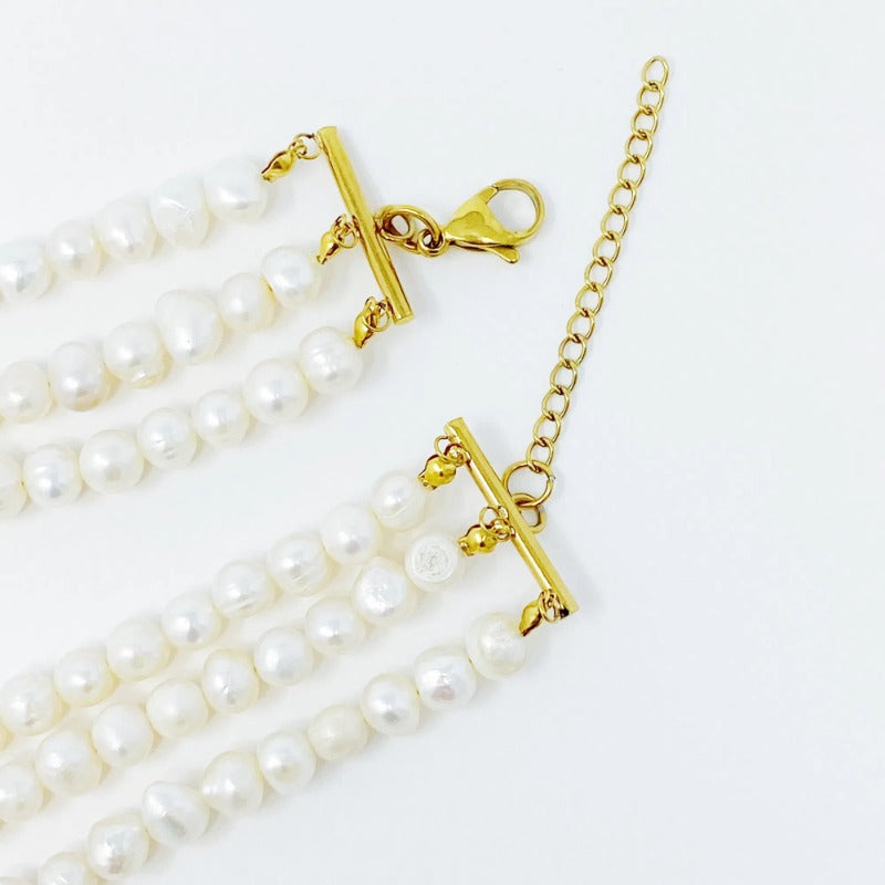 Three Strands Freshwater Necklace - 15\
