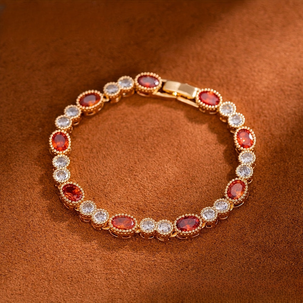 Gorgeous Oval Bracelet, Women'S Bracelet Inlaid with 5A Grade Zirconia.