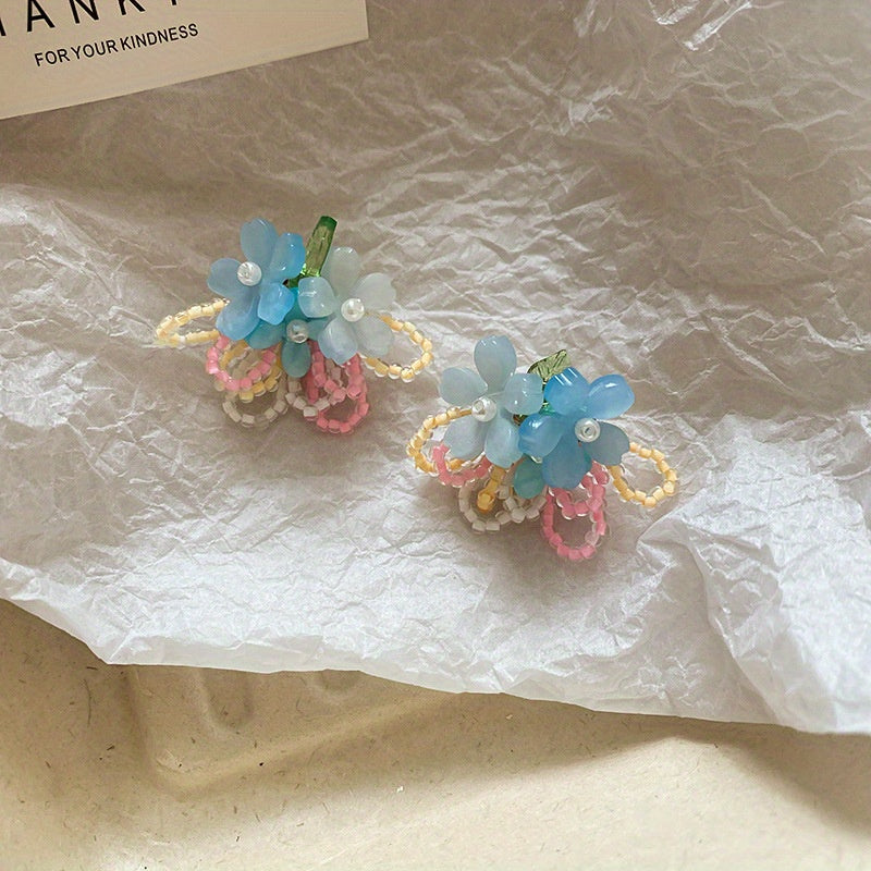 1 Pair of Forest-Themed And Delicate Flower Earrings, Sweet And High-End Versatile Earrings, Cute And Girlish Earrings