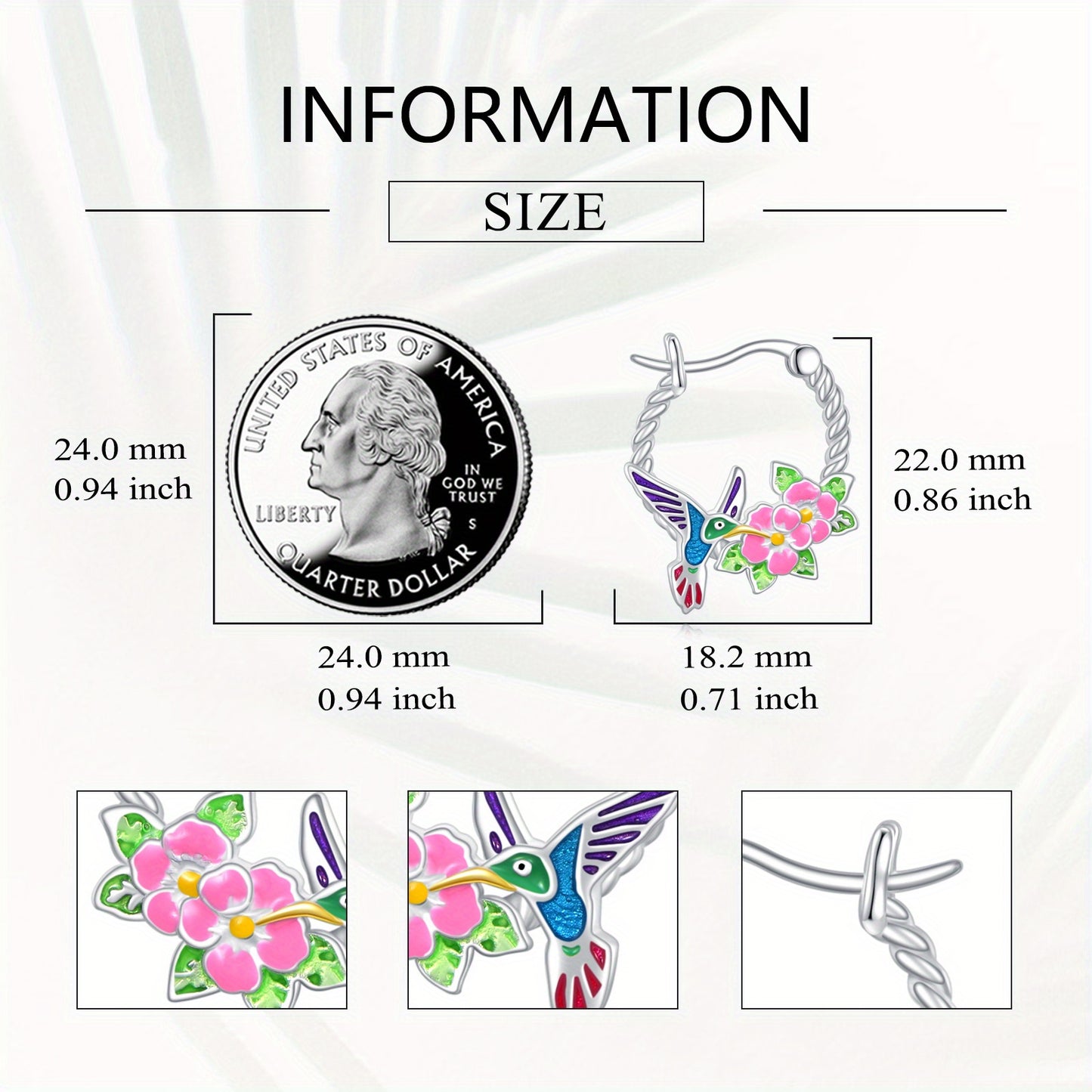 Hummingbird Earrings 925 Sterling Silver Hummingbird Hoop Earrings Cute Bird Earrings Jewelry Gifts for Women