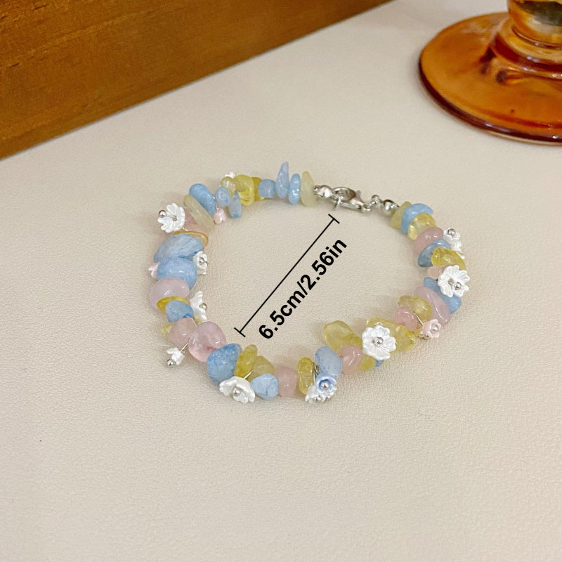 1pc Fashion Simple Dopamine Sweet Wind Flower Crushed Stone Bead Bracelet Fashion Personalized Color Bracelet