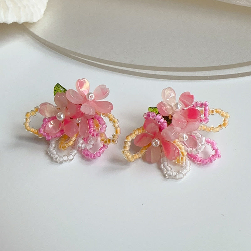 1 Pair of Forest-Themed And Delicate Flower Earrings, Sweet And High-End Versatile Earrings, Cute And Girlish Earrings