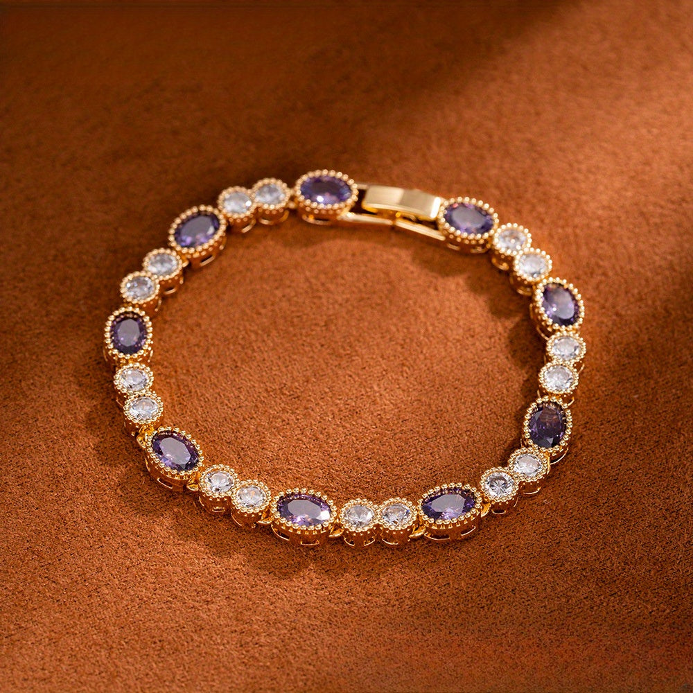 Gorgeous Oval Bracelet, Women'S Bracelet Inlaid with 5A Grade Zirconia.