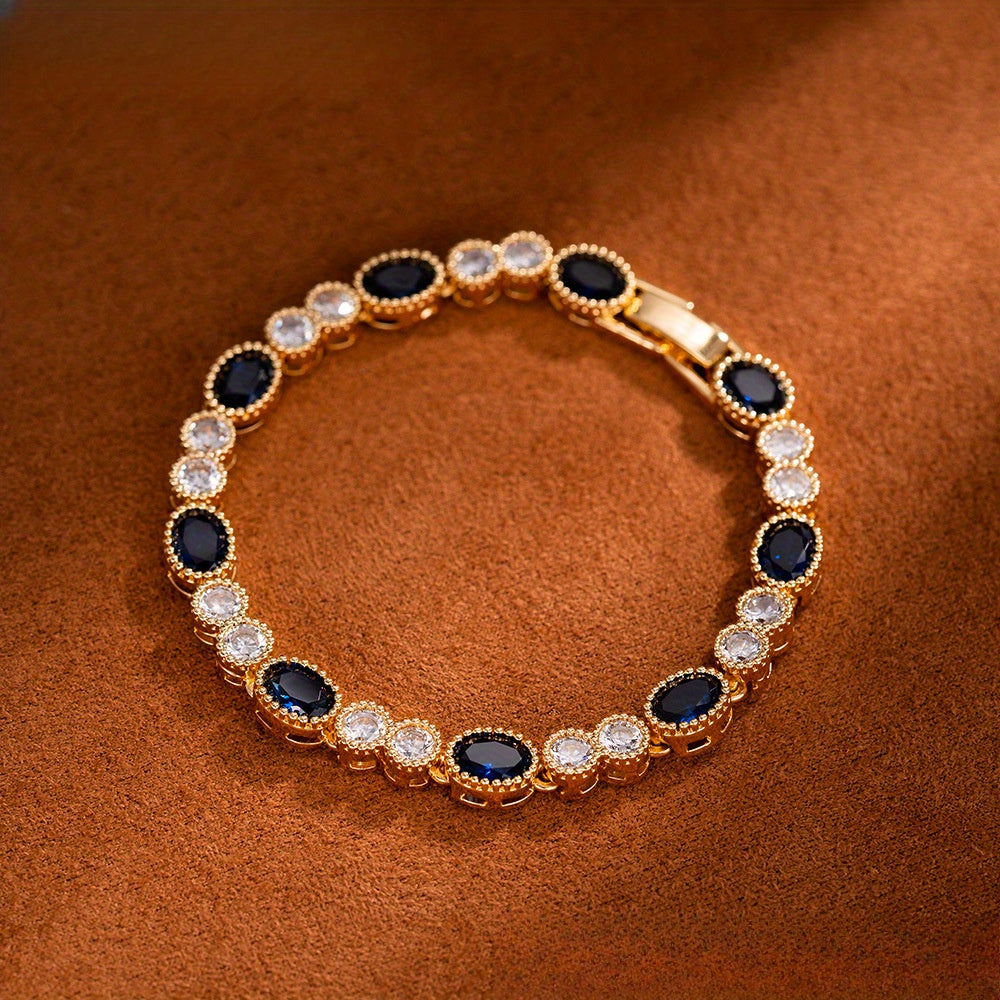 Gorgeous Oval Bracelet, Women'S Bracelet Inlaid with 5A Grade Zirconia.