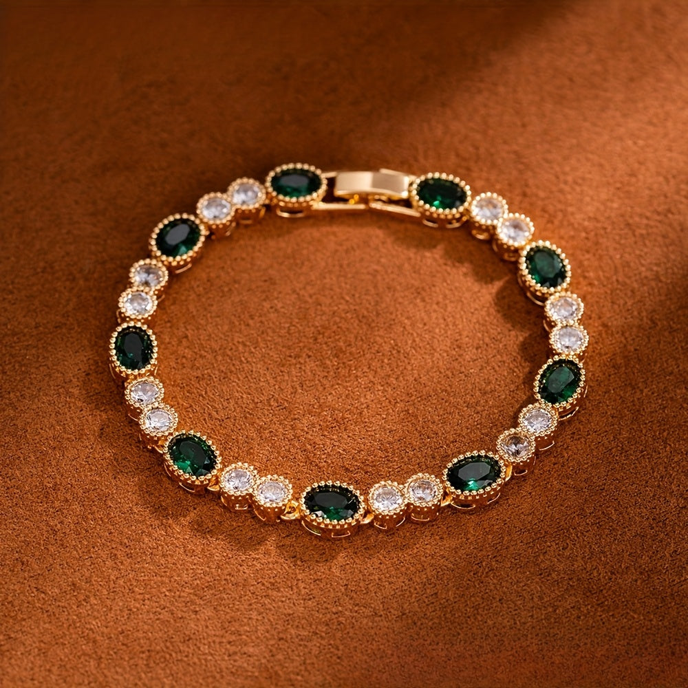 Gorgeous Oval Bracelet, Women'S Bracelet Inlaid with 5A Grade Zirconia.