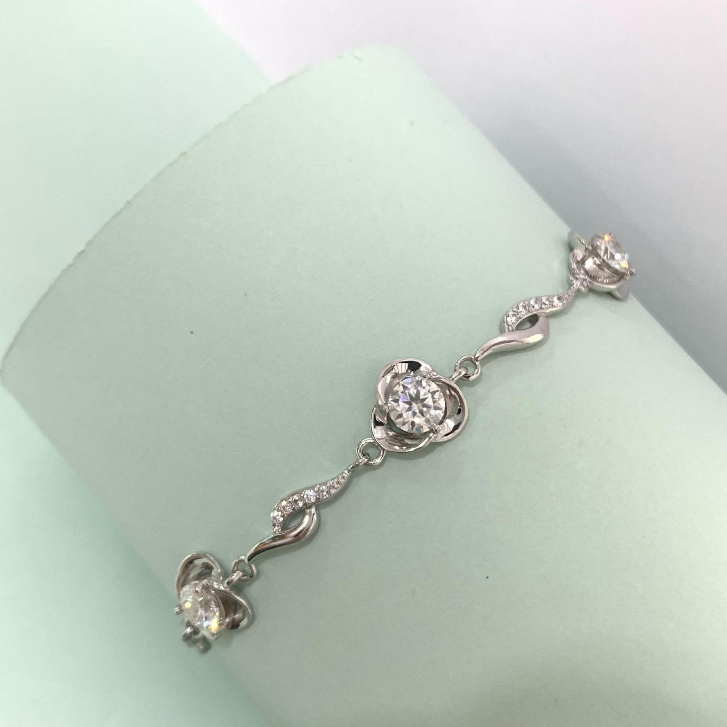 Moissanite Clover Ocean Heart Bracelet Girls S925 Sterling Silvery Fashion Temperament Rose Design Light Luxury