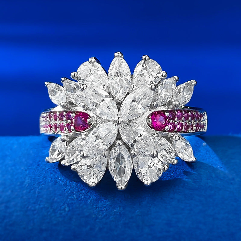 S925 925 Silver Rainbow Bridge Brocade Ring for, Luxury High Carbon Stone Personality Fashion Exquisite Jewelry Anniversary Birthday Valentine's Day Christmas Gift, for Teenager