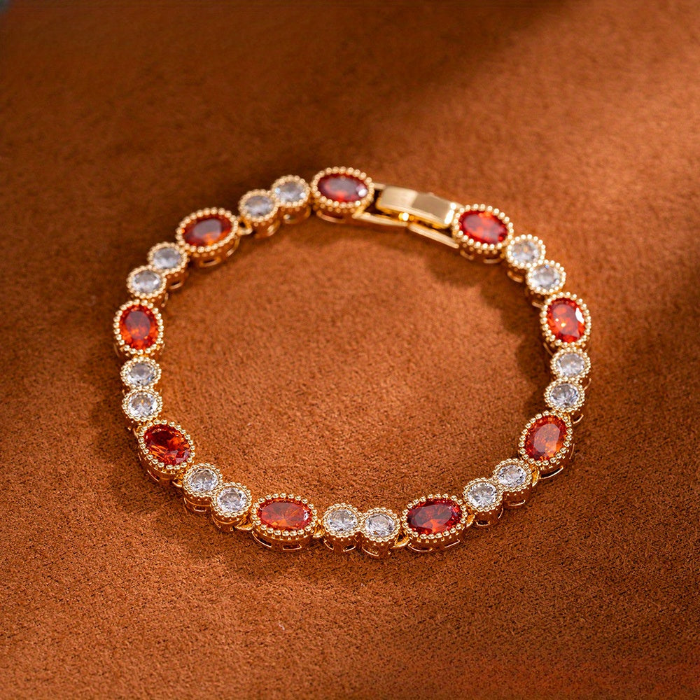 Gorgeous Oval Bracelet, Women'S Bracelet Inlaid with 5A Grade Zirconia.
