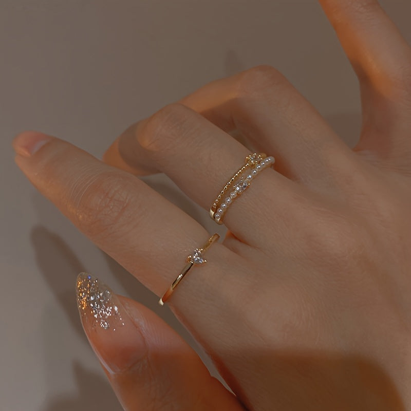 3pcs Elegant Stacking Ring with Sparkling Zirconia - Lovely Heart\u002F Square Shape Accessory for Her to Wear with Her Everyday Outfit Party Accessory.