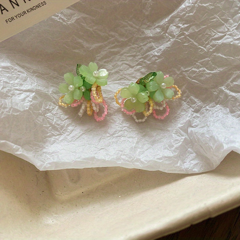 1 Pair of Forest-Themed And Delicate Flower Earrings, Sweet And High-End Versatile Earrings, Cute And Girlish Earrings
