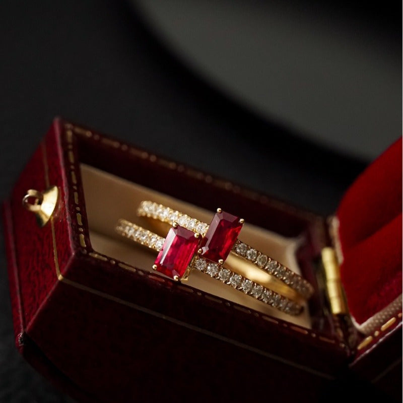 Red Elk S925 Sterling Silver Fashion Ring Ring Niche Color Treasure Retro Palace Style Classic HandEdit Women's RingEvent and party supplies with luxury gift boxes