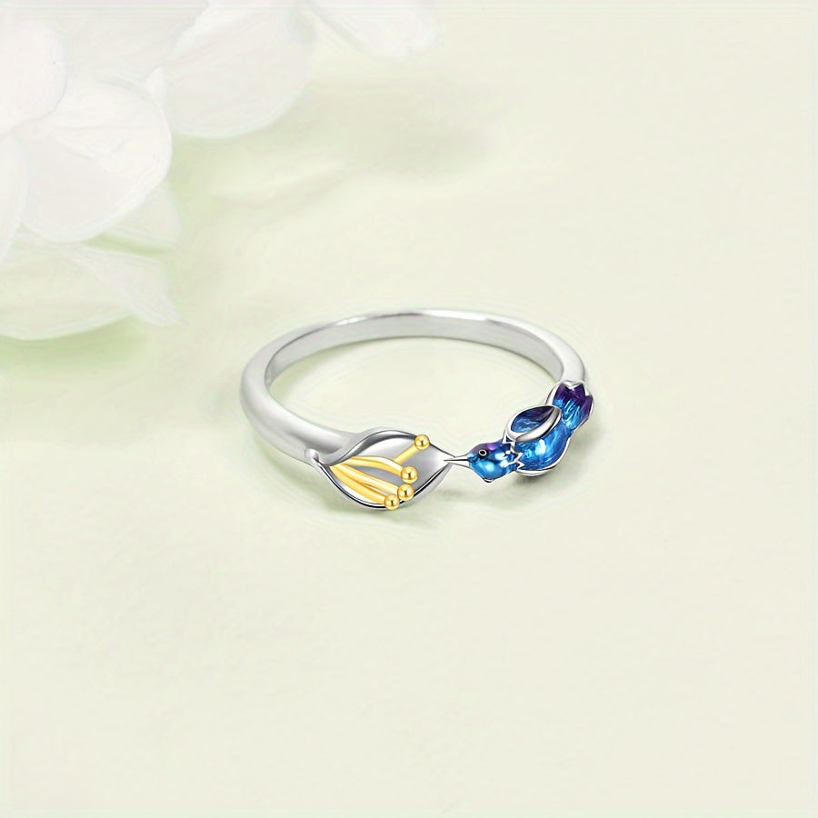 YFN Hummingbird Ring 925 Sterling Silver Animal Rings For Women (Resizable Ring)
