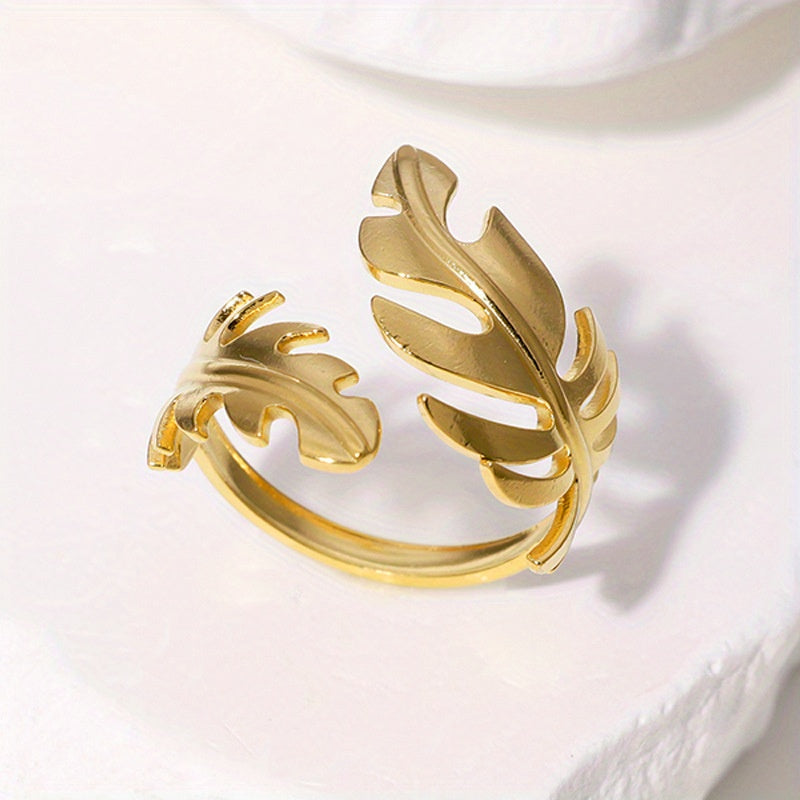 1pc Retro Simple Leaf shaped Open Ring, Women's Fashionable and Elegant Leaf Adjustable Ring, Ring Jewelry, Daily Wear