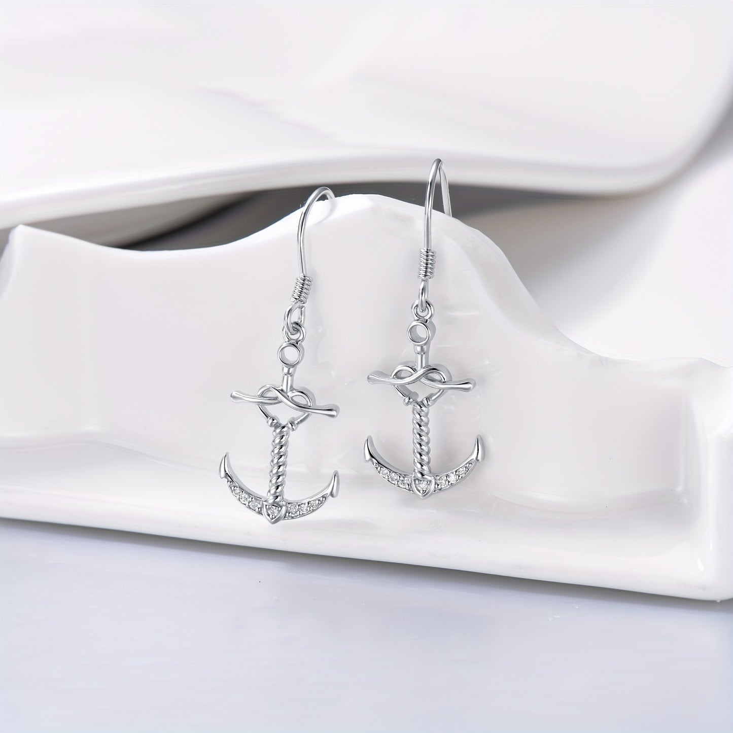 Anchor Earring Silvery Dangle Anchor Earring for Women