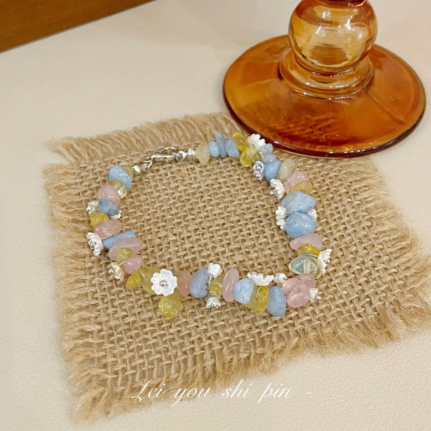 1pc Fashion Simple Dopamine Sweet Wind Flower Crushed Stone Bead Bracelet Fashion Personalized Color Bracelet
