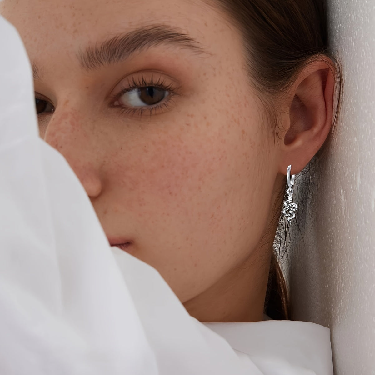 Snake Earrings for Women Sterling Silver Cute Snake Hoop Dangle Earrings Snake Jewelry Gifts for Women Mom Wife Girlfriend Daughter