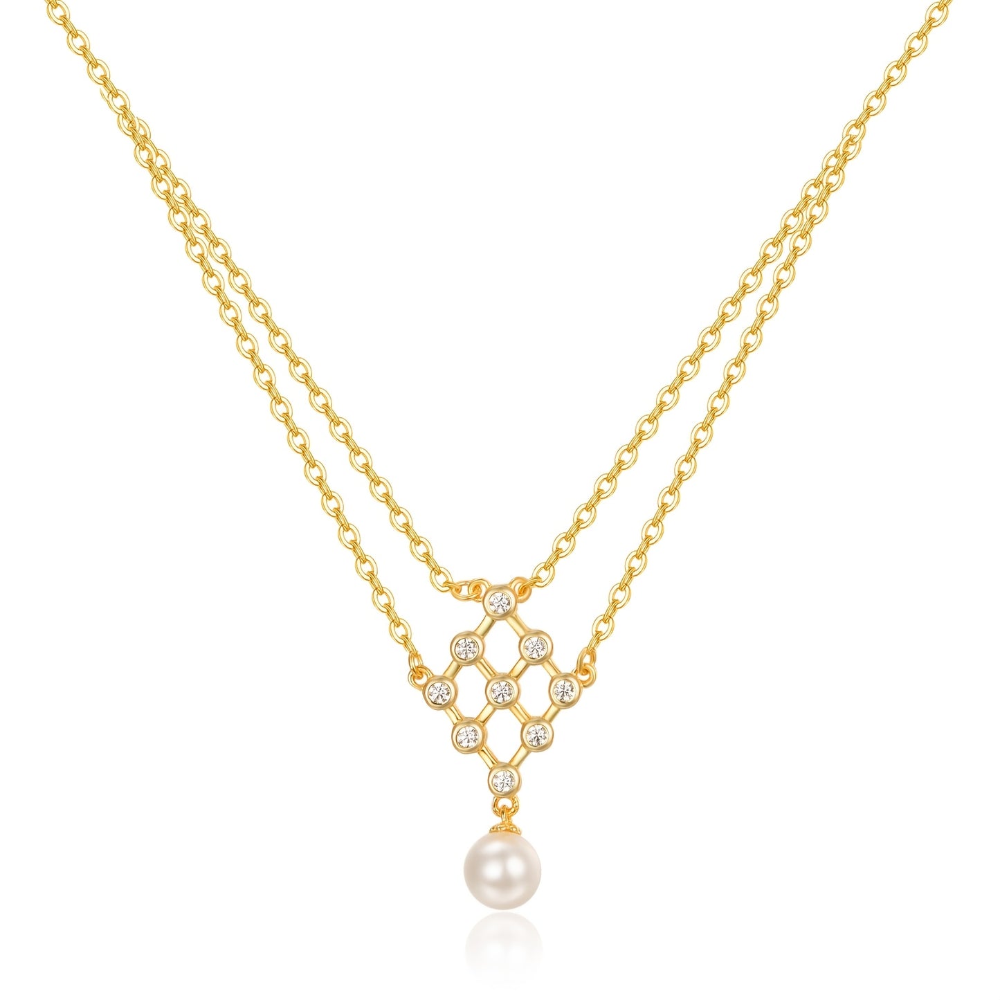 Imitation Pearl Necklace 925 Pure Silvery White Single Imitation Pearl Necklace Multi-layered Imitation Pearl Necklace with Pendant Imitation Pearl Jewelry Women's Gift, Best for Christmas