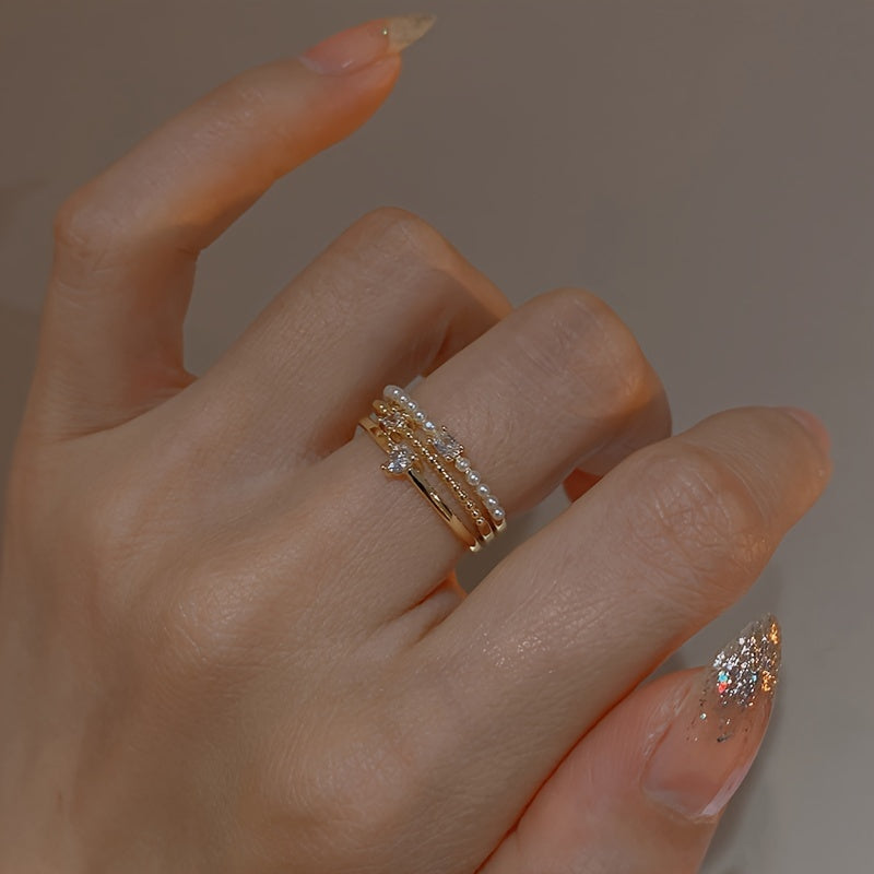3pcs Elegant Stacking Ring with Sparkling Zirconia - Lovely Heart\u002F Square Shape Accessory for Her to Wear with Her Everyday Outfit Party Accessory.