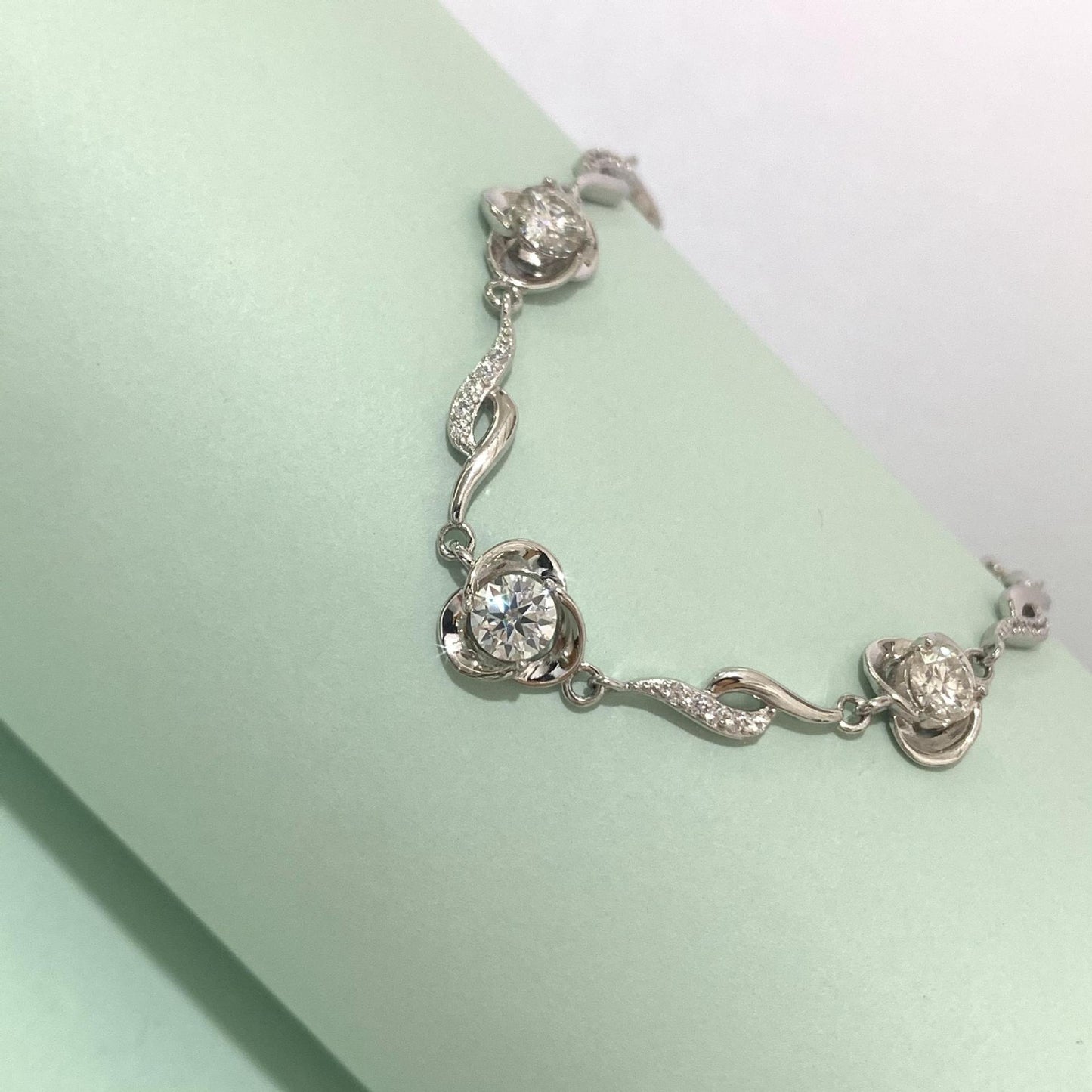 Moissanite Clover Ocean Heart Bracelet Girls S925 Sterling Silvery Fashion Temperament Rose Design Light Luxury
