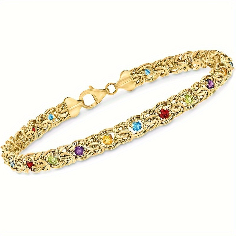 925 Silver, Golden Plated. High Quality Cuban Artificial Crystals Inlaid Straw Rope Bracelet, Girlfriend Valentine'S Day Mother'S Day Gift Mum'S Christmas Wedding Gift, Complimentary Boutique Gift Box