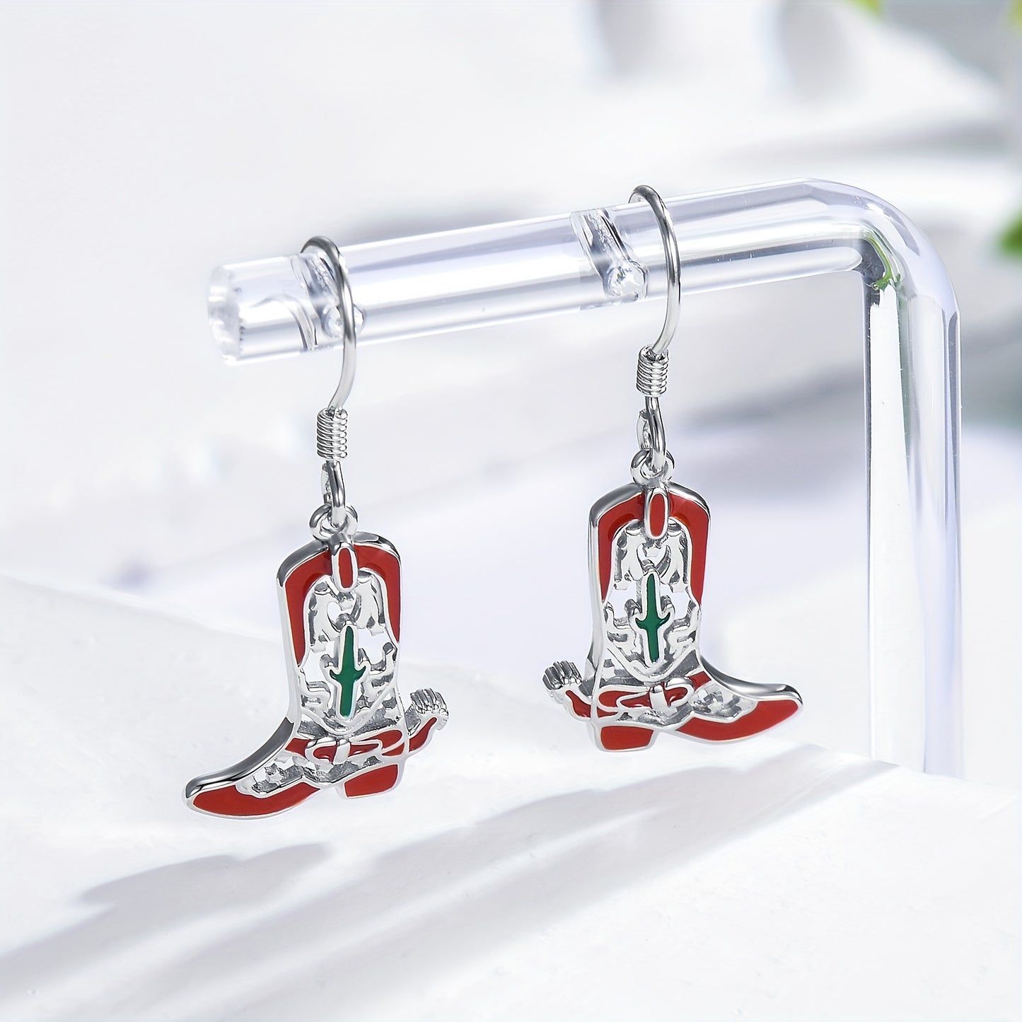 Cowboy Boot\u002FTexas Earrings 925 Sterling Silver Cowgirl Dangle Drop Earrings Cowgirl Boots Earrings Country Western Jewelry Gifts for Women