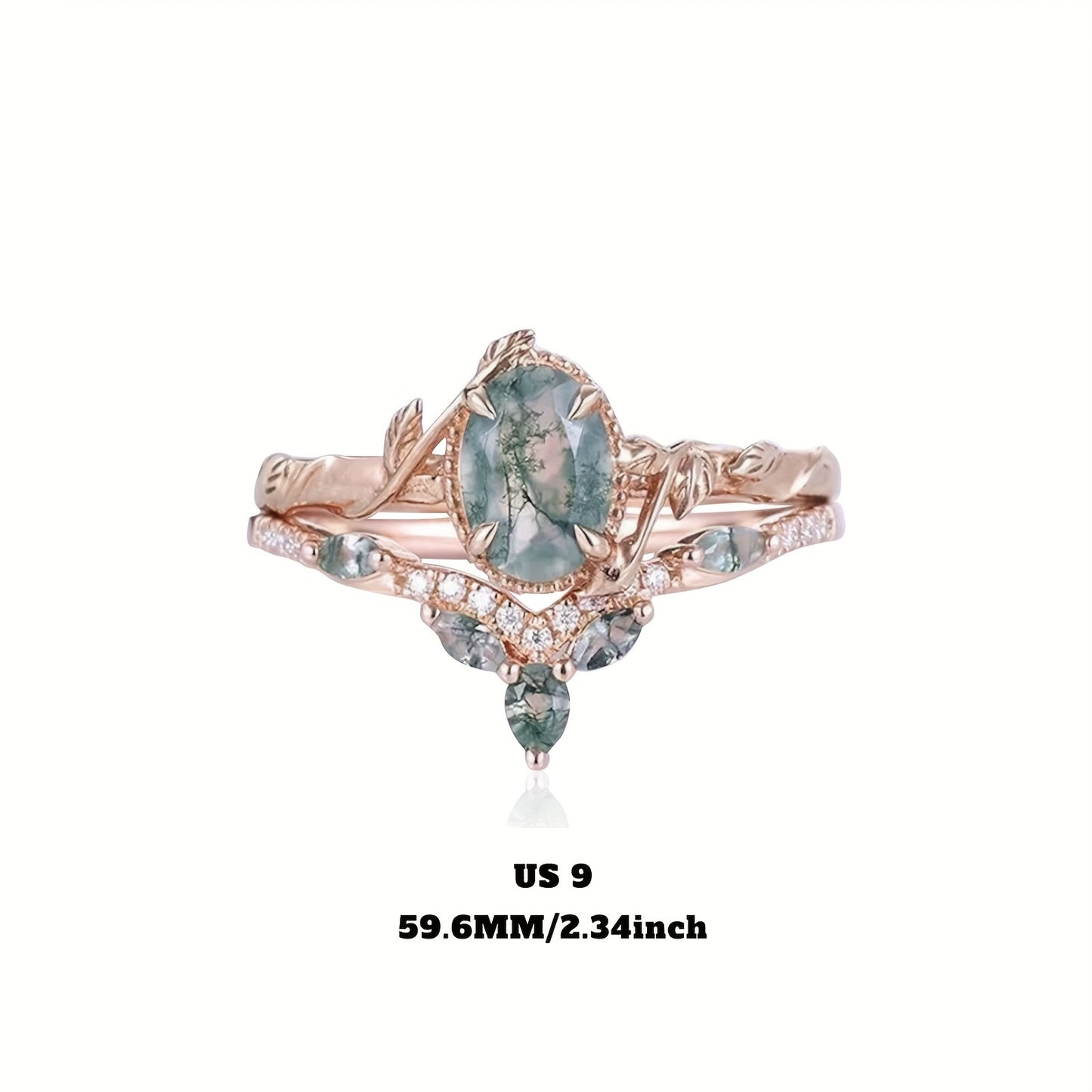Moss Agate Ring For Women 925 Sterling Silver Green Moss Agate Set Ring For Women Promise Ring Engagement Moss Agate Jewelry For Anniversaries