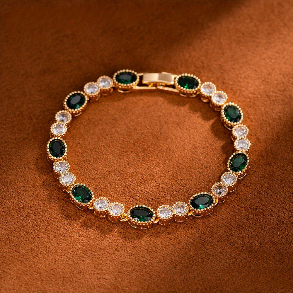 Gorgeous Oval Bracelet, Women'S Bracelet Inlaid with 5A Grade Zirconia.