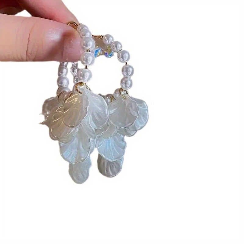 Super Fire Tassel Hanging Feeling Super Fairy Bride Petals Internet Celebrity Popular Summer Women'S Earrings