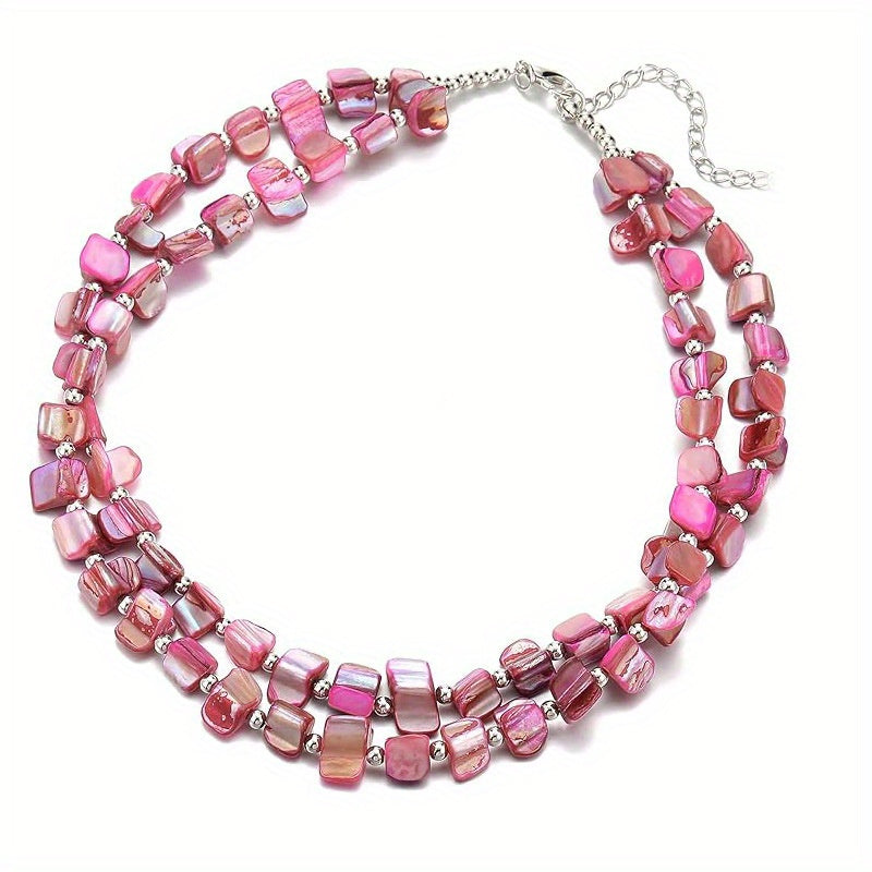 4pcs Retro Bohemian Handmade Two-Tone Shell Beaded Necklace, Bracelet And Earring Set. Creative And Colorful Options, Suitable for Ladies' Accessories for Parties And Festivals.