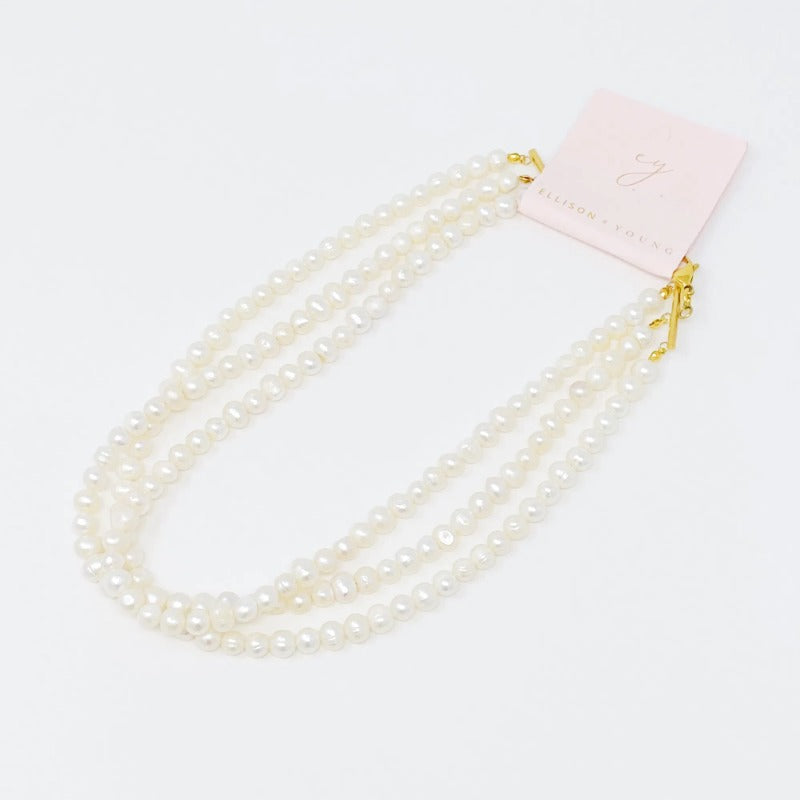 Three Strands Freshwater Necklace - 15\