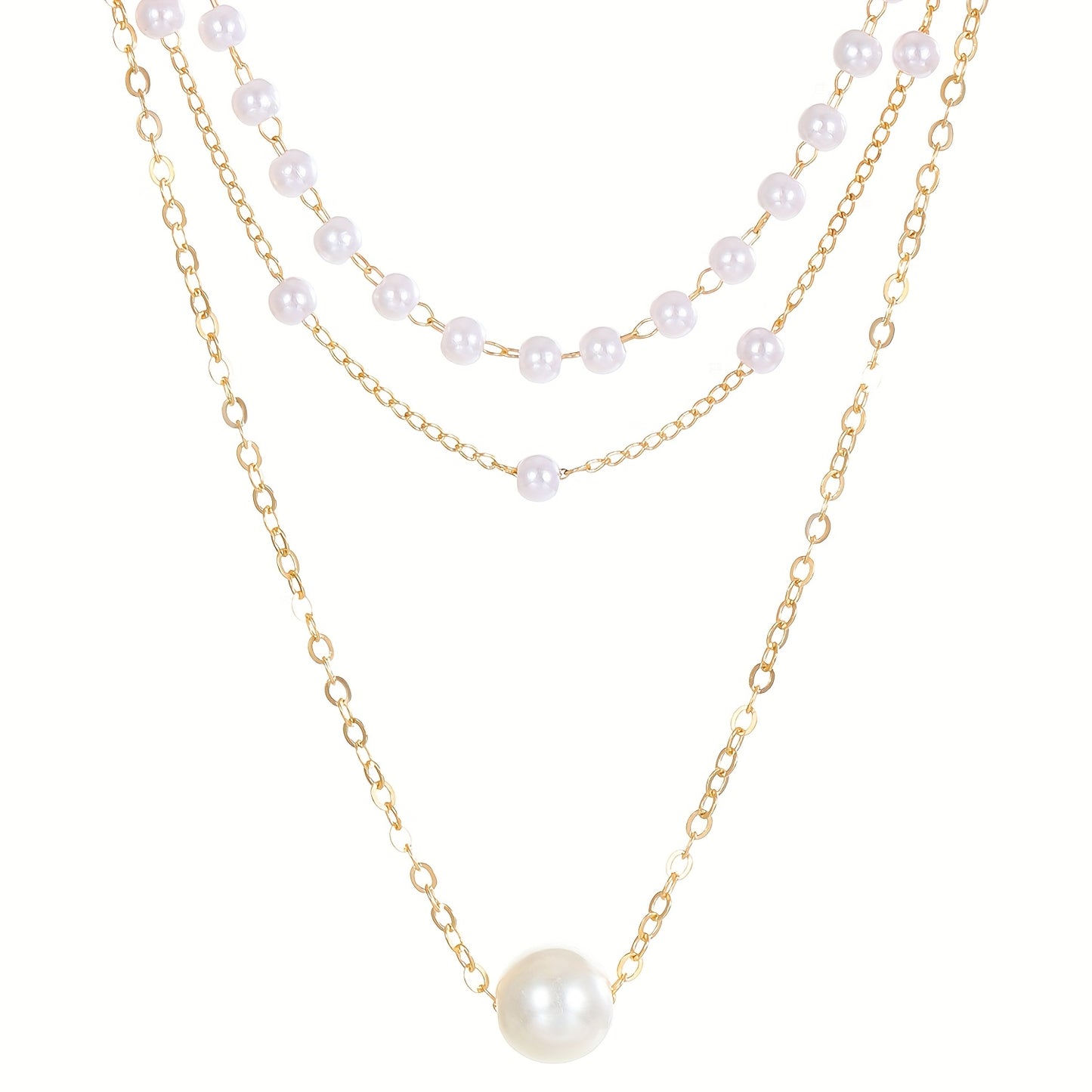 3pcs\u002FSet Graceful Minimalist Multi-Layered Artificial Pearl Charm Necklace Elegant Temperament Versatile Daily Banquet Party Wear Women's Jewelry, Mother's Day Gifts, Necklace for Women, Birthday Gift for Her