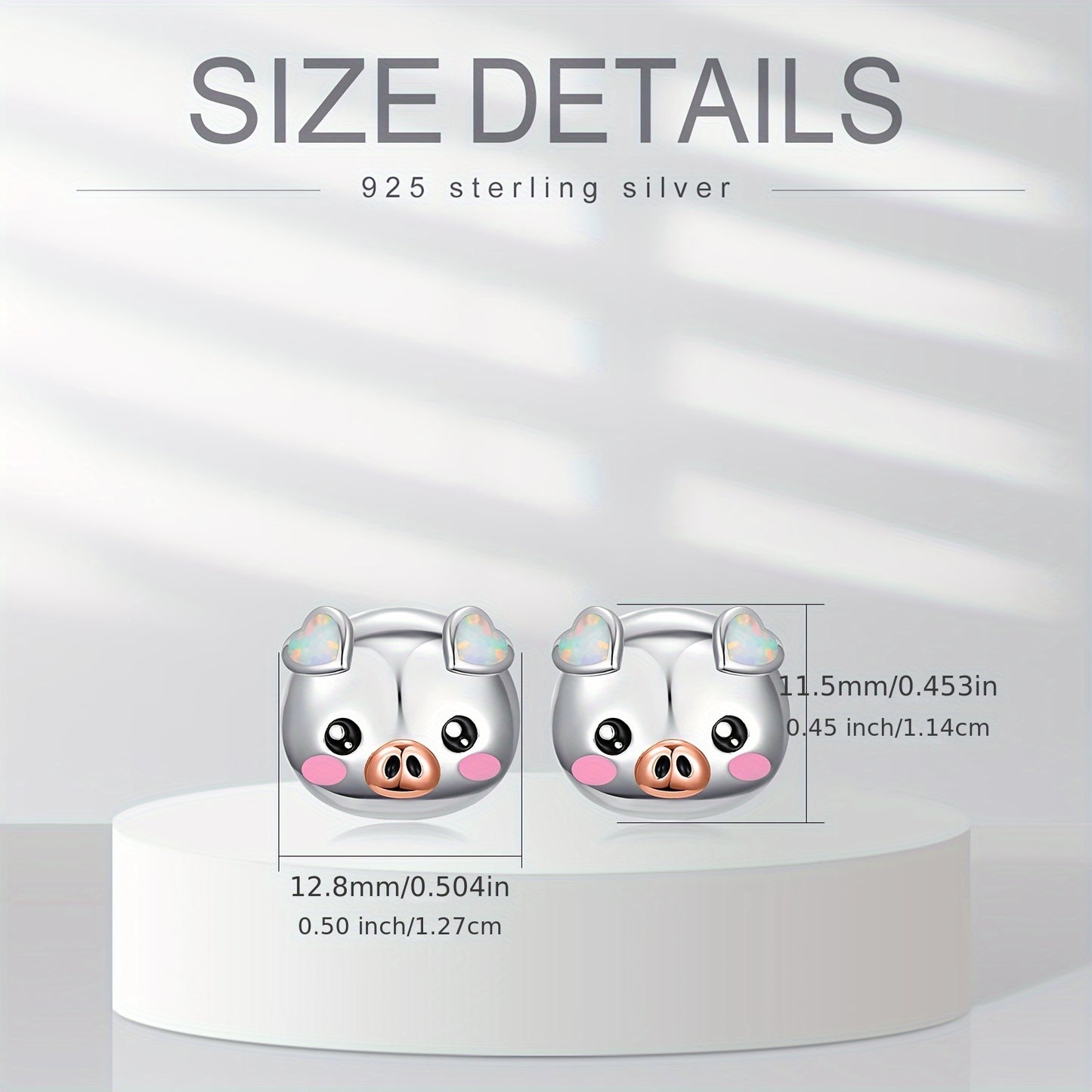 Pig Earrings For Women 925 Sterling Silvery Synthetic Opal Cute Pig Stud Earrings Jewellery Birthday Gifts