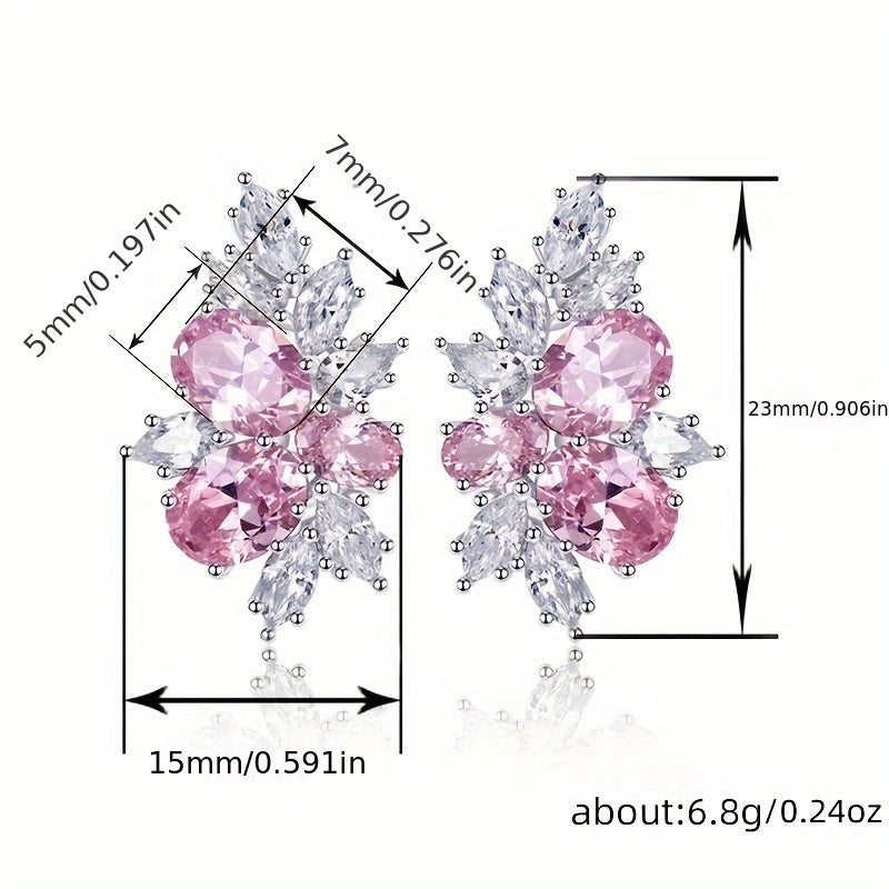 Sparkling Cherry Blossom Pink Flower Earrings for Women in Spring and Summer with Super Sweet and Gentle Temperament